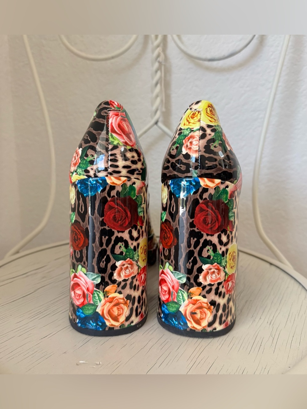 Betsey Johnson Size 8.5 Blondie Mary Jane Floral Leopard Platform Pumps Pinup - Picture 5 of 8